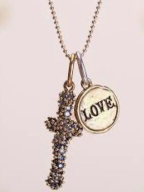 Waxing Poetic Gleaming Love Composition Brass Necklace- Retired. NEW